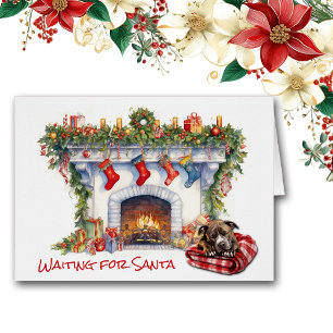 Staffordshire Terrier Dog Wait for Santa