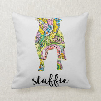 Staffordshire Terrier Floral Pattern Silhouette Cushion