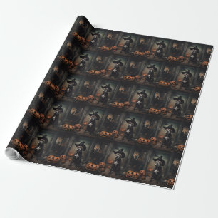 Staffordshire Terrier Pumpkins Halloween Scary Wrapping Paper