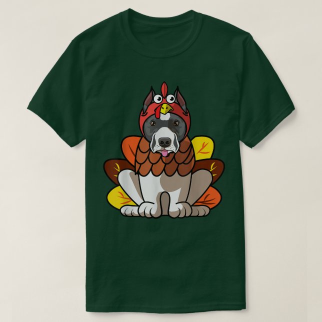 StafforShire Bull Terrier Dog Greets Happy Thanksg T-Shirt (Design Front)