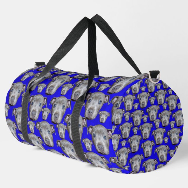 Staffy Bull Terrier Puppy Pattern, Duffle Bag (Left Corner)