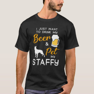 Staffy Dog Beer Lover Owner Christmas Birthday Gif T-Shirt
