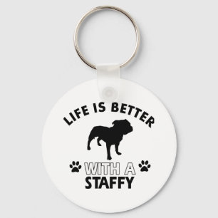 Staffy dog breed designs key ring