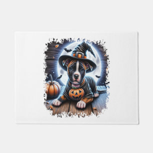 Staffy Dog Halloween Square Doormat