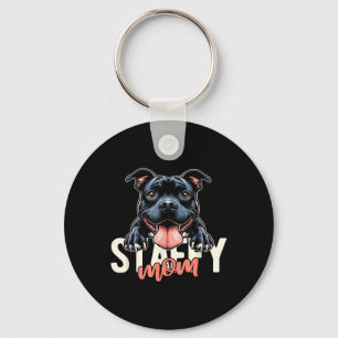 Staffy Mum Staffordshire Bull Terrier Dog Tattoo F Key Ring