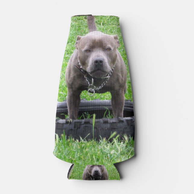 Staffy Ready To Play, Bottle Cooler (Front)