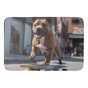 Staffy Skateboarder, Bath Mat