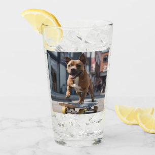 Staffy Skateboarder, Glass