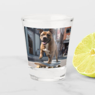 Staffy Skateboarder,  Shot Glass