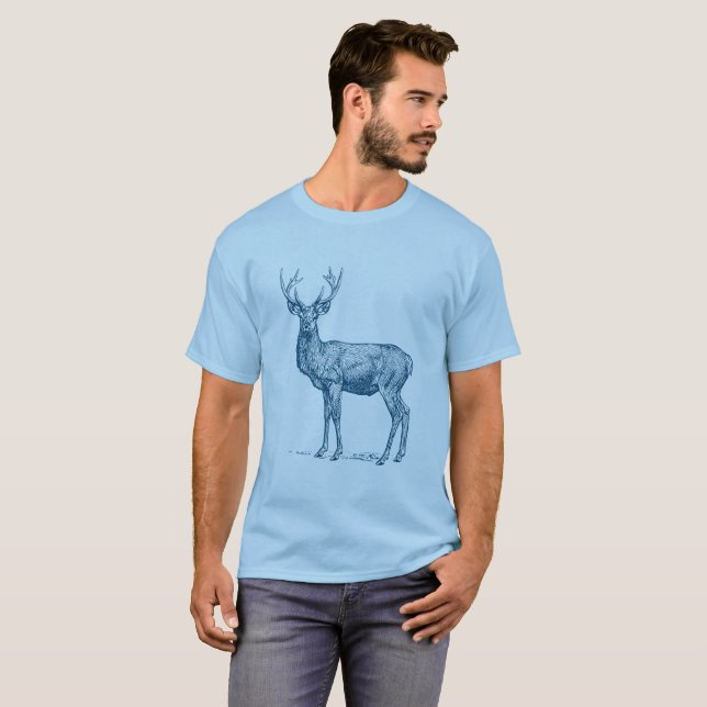 Stag 02 - Ocean Blue T-Shirt (Front Full)