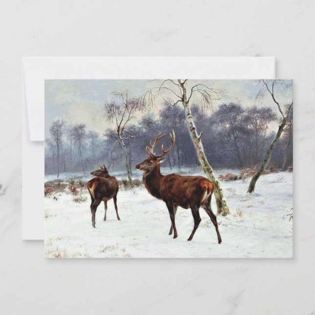 Stag and Doe in a Snowy Landscape Card (Front)
