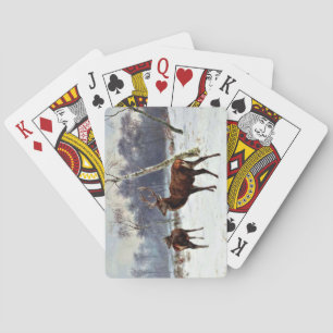 Stag and Doe in a Snowy Landscape Playing Cards