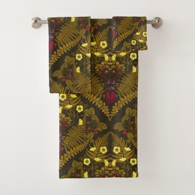 Stag beetle and ferns bath towel set (Insitu)