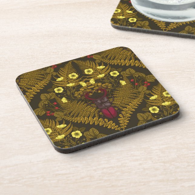 Stag beetle and ferns coaster (Left Side)