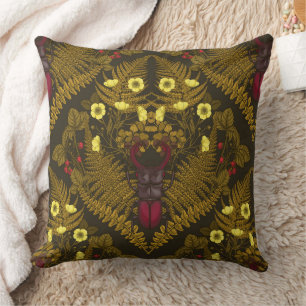 Stag beetle and ferns cushion