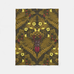 Stag beetle and ferns fleece blanket