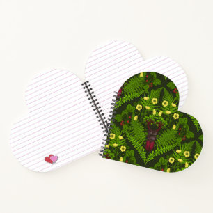 Stag beetle and ferns, green leaves notebook