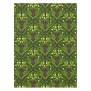 Stag beetle and ferns, green leaves tablecloth