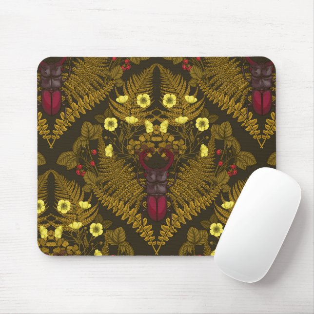 Stag beetle and ferns mouse pad (With Mouse)
