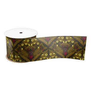 Stag beetle and ferns satin ribbon