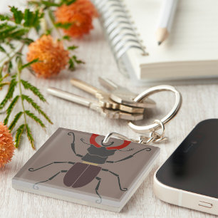 Stag Beetle Bold Minimalist Insect Key Ring