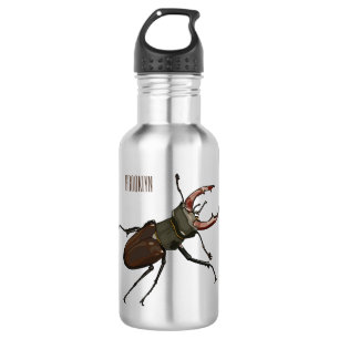 Stag beetle cartoon illustration 532 ml water bottle