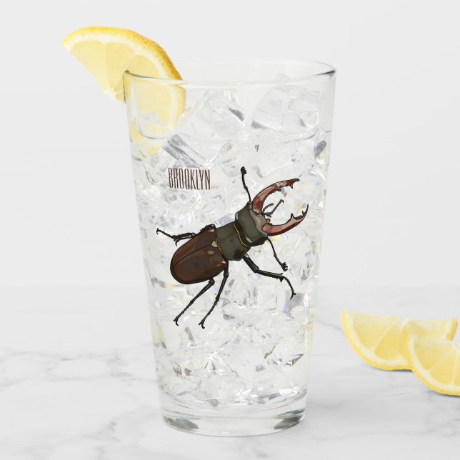 Stag beetle cartoon illustration glass (Front Ice)
