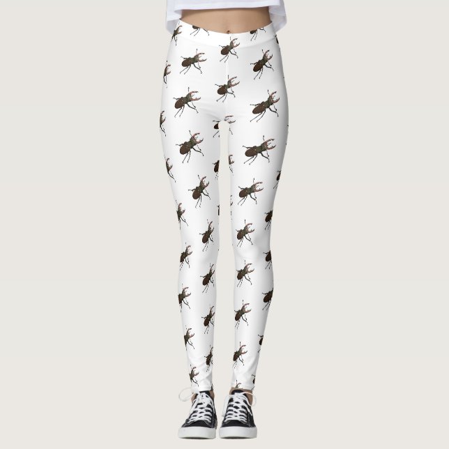 Stag beetle cartoon illustration leggings (Front)