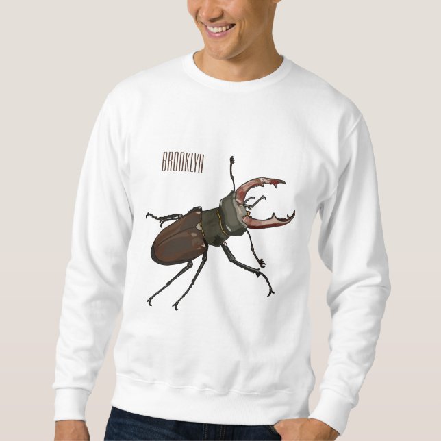 Stag beetle cartoon illustration sweatshirt (Front)