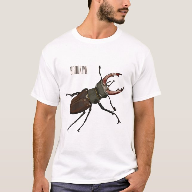 Stag beetle cartoon illustration T-Shirt (Front)