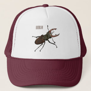 Stag beetle cartoon illustration trucker hat