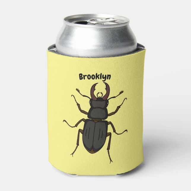 Stag beetle insect illustration can cooler (Can Front)