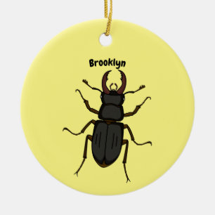 Stag beetle insect illustration ceramic tree decoration