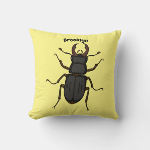 Stag beetle insect illustration cushion