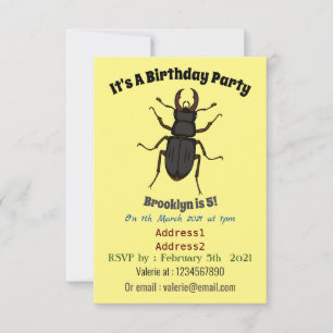 Stag beetle insect illustration invitation