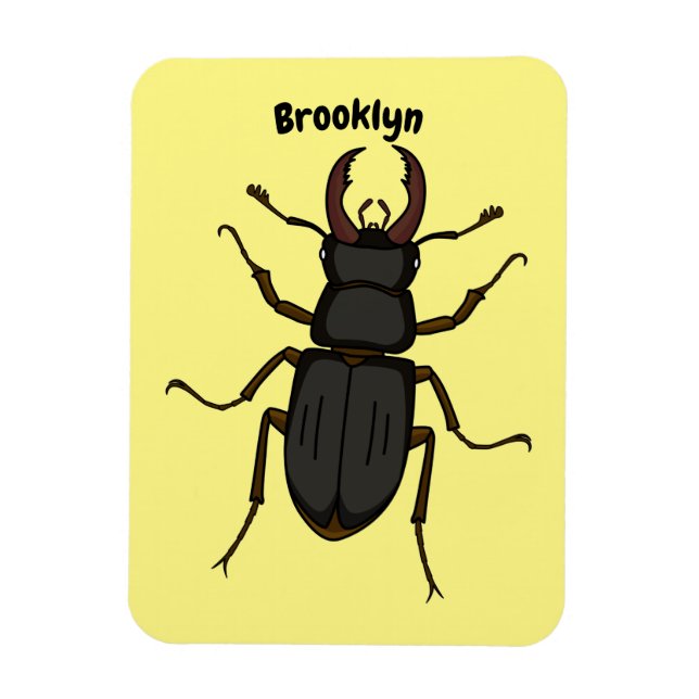 Stag beetle insect illustration magnet (Vertical)