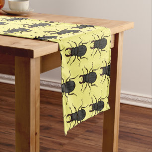 Stag beetle insect illustration short table runner