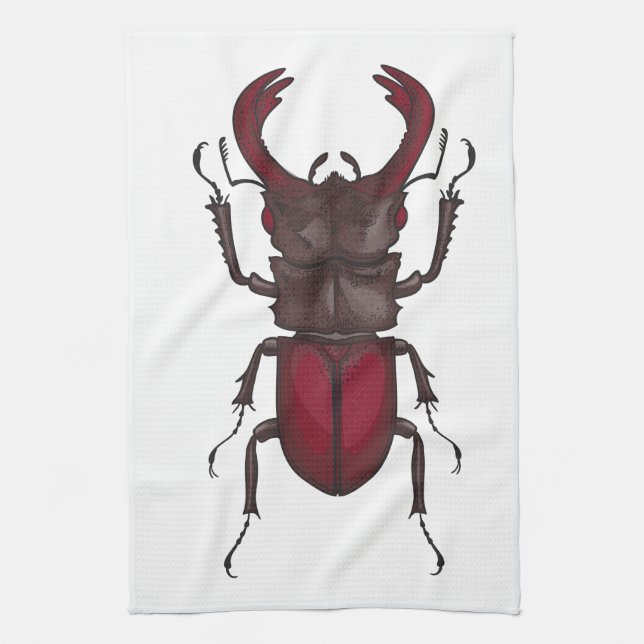 Stag beetle tea towel (Vertical)