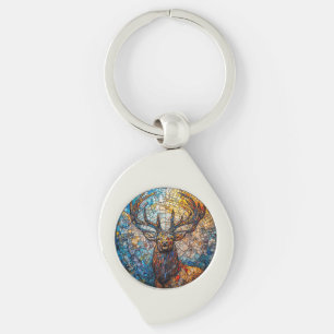 Stag Colourful Mosaic Illustration Key Ring