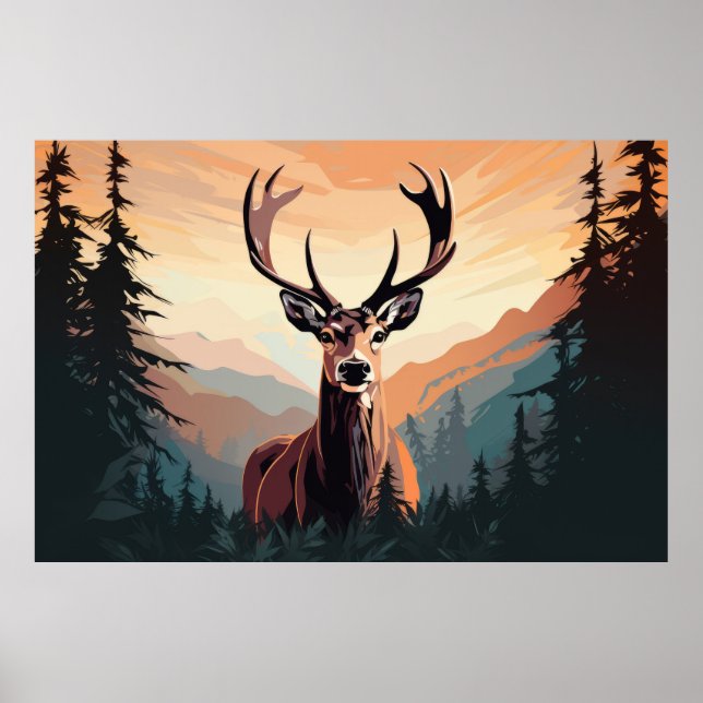 Stag Deer Animal Jungle Nature Wilderness Poster (Front)