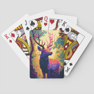 Stag Deer Animal Portrait Painting Wildlife Forest Playing Cards