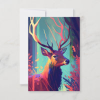 Stag Deer Animal Portrait Painting Wildlife Forest