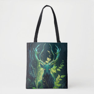 Stag Deer Animal Portrait Painting Wildlife Forest Tote Bag