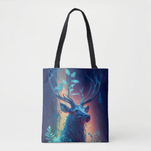 Stag Deer Animal Portrait Painting Wildlife Forest Tote Bag