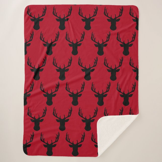 Stag Deer Head Sherpa Blanket (Front)