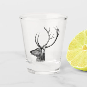 stag deer head shot glass