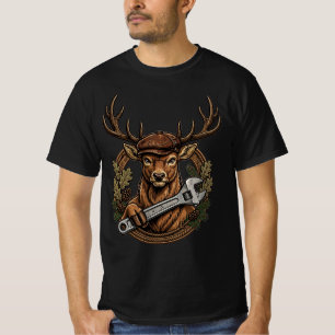 Stag Deer Mechanic - Woods Garage Wrench Tee