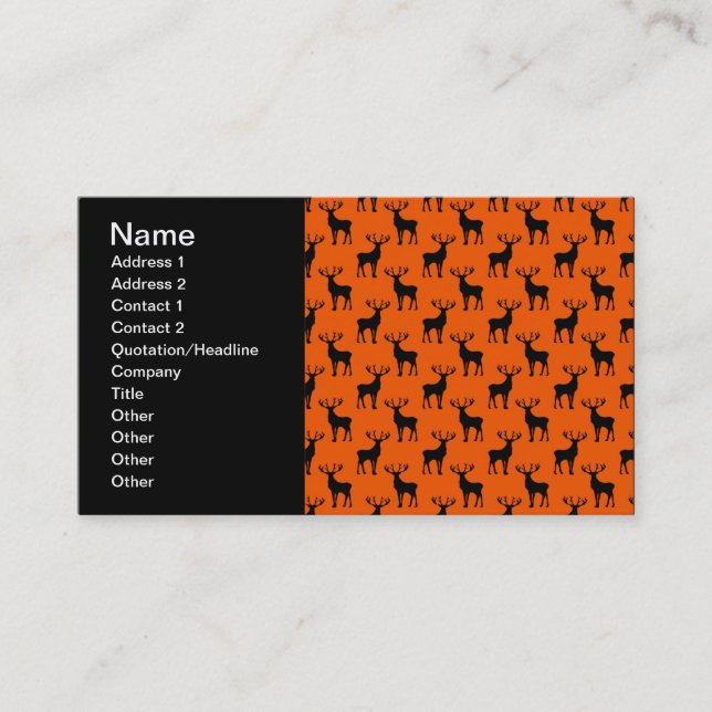 Stag Deer on Bright Orange Business Card (Front)
