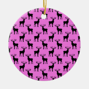 Stag Deer on Pink Ceramic Tree Decoration