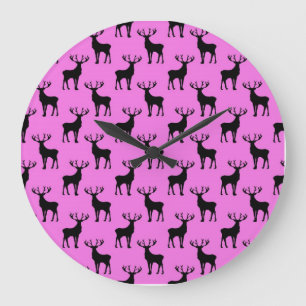 Stag Deer on Pink Large Clock